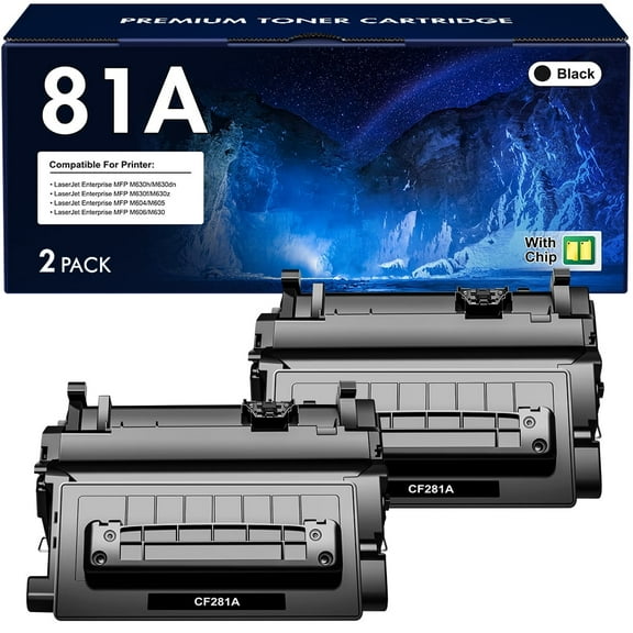 81A Toner Cartridge Compatible Toner Replacement for HP CF281A 81A CF281X 81X LaserJet Enterprise MFP M630h M630dn M630f M630z M604 M605 M606 M630 Printer Ink (Black, 2-Pack)