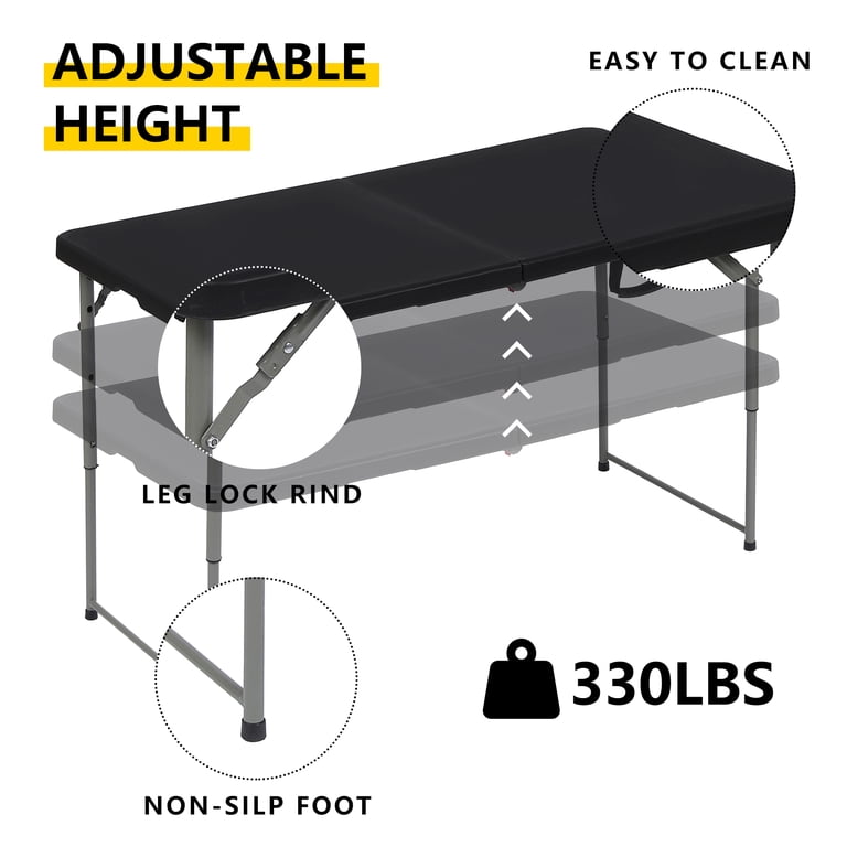 Retractable Camping Table Legs, Adjustable Height 16.9"-24.4", Folding Furniture Legs With Nylon Connectors, DIY Replacement For Outdoor Dining & Desk, Black