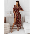 thumbnail image 3 of EASYBRA Women V Neck Floral Chiffon Midi Dress Side Slit Elegant Summer Casual Flowy Dress, 3 of 7
