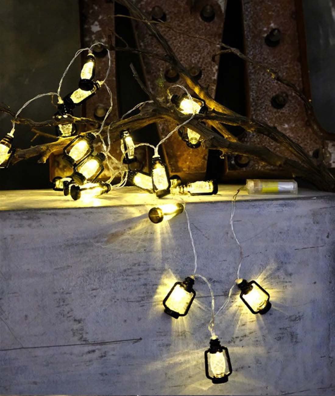 Asisol Mini Kerosene Lantern String Lights, 20ft 40 LED Battery Powered Retro Fairy Lights for Indoor Outdoor Camping Room Patio Yard Home Decor