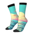 thumbnail image 1 of Balery Retro Palm Beach Sunset Calcetas Largas con Estampado para Hombre y Mujer – Suaves y Transpirables, Talla Única (US 5-11), 1 of 6