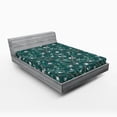 thumbnail image 2 of Ambesonne Floral Fitted Sheet, Magnolia Flowers Watercolor, King Size, Reseda Green and Hot Pink, 2 of 5