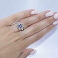 thumbnail image 3 of HeartsAndYou 2ct Emerald Cut Moissanite Trilogy Solitaire Engagement Ring for Women 18k White Gold over Silver, 3 of 7