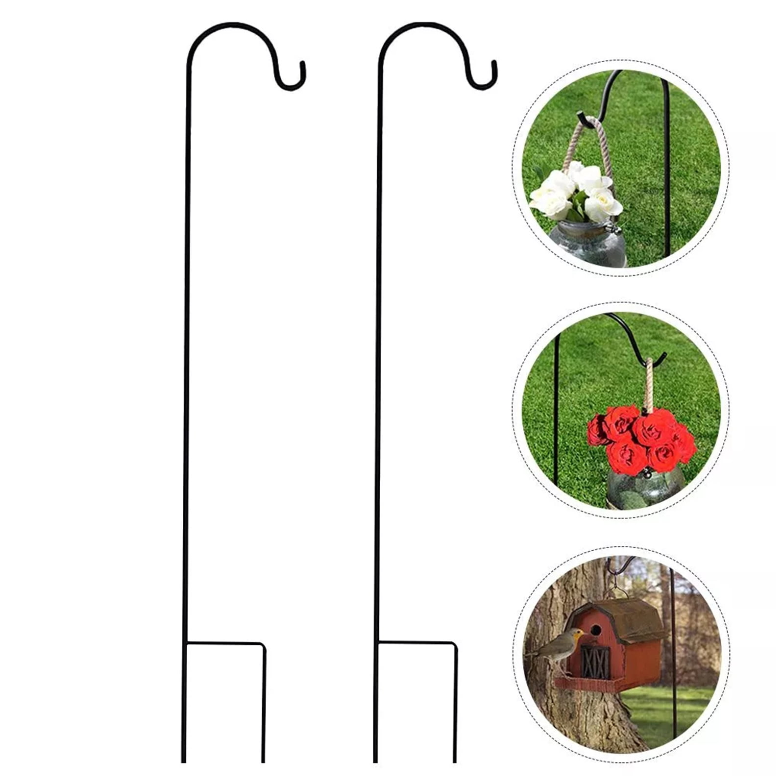 Anti-Rust Shepherd Hook, 32 Inch Thicken Heavy Duty Rust Resistant Shepards Garden Outdoor Hanging Plants Basket Hanger Pathway Light Solar Lantern Mason Jar Wind Chimes Wedding Black