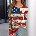thumbnail image 4 of Iaqnaocc 4th of July Women's Tops Long Sleeve Vintage American Flag Floral Print T-Shirts Y2k Going Out Tunic Tops Dressy Casual Crew Neck Fall Spring T Shirts Blue XXL, 4 of 5