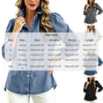 thumbnail image 4 of TGSLY Women's Ruffle Trim High Collar Denim Jacket Lightweight Button Down Puff Long Sleeve Tops Dressy Casual Solid Color Trucker Coat XXL, 4 of 10