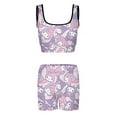 thumbnail image 2 of Kuromi And My Melody Workout Outfits Sets for Women 2 Piece Crop Tank High Waist Shorts Yoga Outfits, 2 of 7