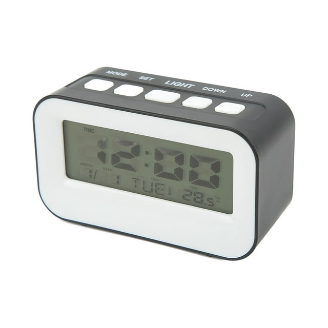 Small Digital Alarm Clock, LCD Kids Alarm Clock Musical Alarms Snooze Function For School For Bedroom Black