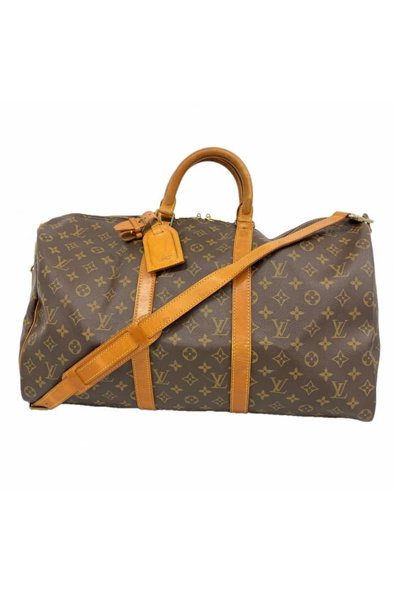 Pre-Owned Louis Vuitton Monogram Keepall Bandouliere 50 Boston Bag M41416 Brown Men's and...
