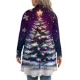 thumbnail image 4 of Women's Fall and Winter Fashion Casual Print Long Sleeve Mid-Length Cardigan Jacket, Christmas Theme for Holiday Season,Dark Purple,3XL, 4 of 6