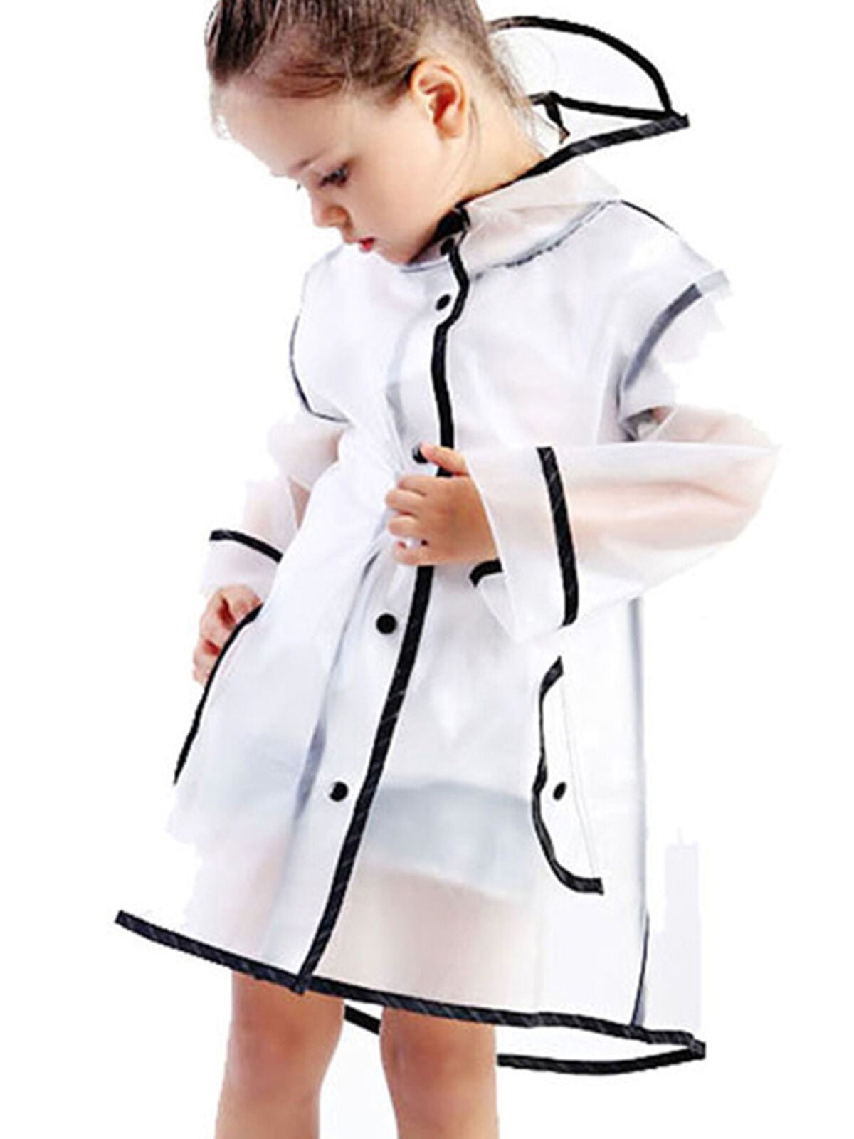 Yuncai Girls Printed Long Sleeves Hooded Raincoat Waterproof Windproof Rain Jacket