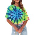 thumbnail image 3 of Posijego T-Shirts Teinture sur Nœuds Graphiques pour Femmes Été Décontracté Col Rond Manches Courtes Crop Tops, 3 of 6