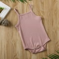 thumbnail image 4 of Newborn Baby Girl Clothes Halter Sleeveless Ribbed Knit Soild Color Jumpsuit Red 12-18 Months, 4 of 9