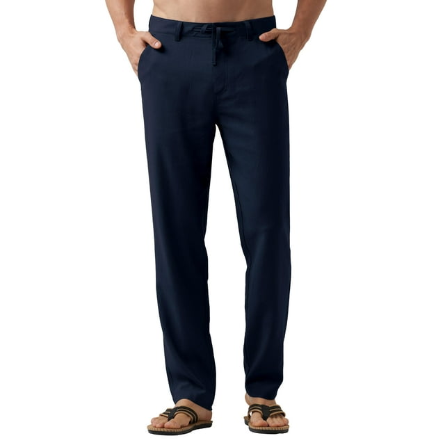 Vestido casual de lino para hombre de Pants Willit, azul marino, talla 42