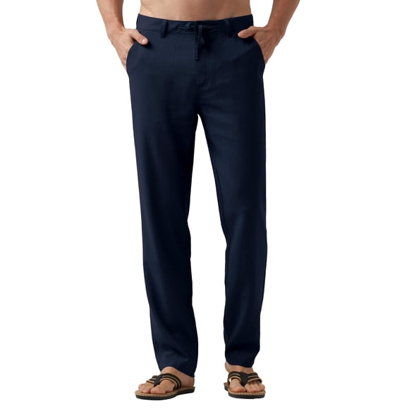 Vestido casual de lino para hombre de Pants Willit, azul marino, talla 42