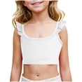 thumbnail image 3 of lcziwo Girls Training Bras Kids Cute Ruffle Sports Bra Summer Sleeveless Crewneck Dance Crop Tops Comfort Yoga Workout Tanks White 130, 3 of 9