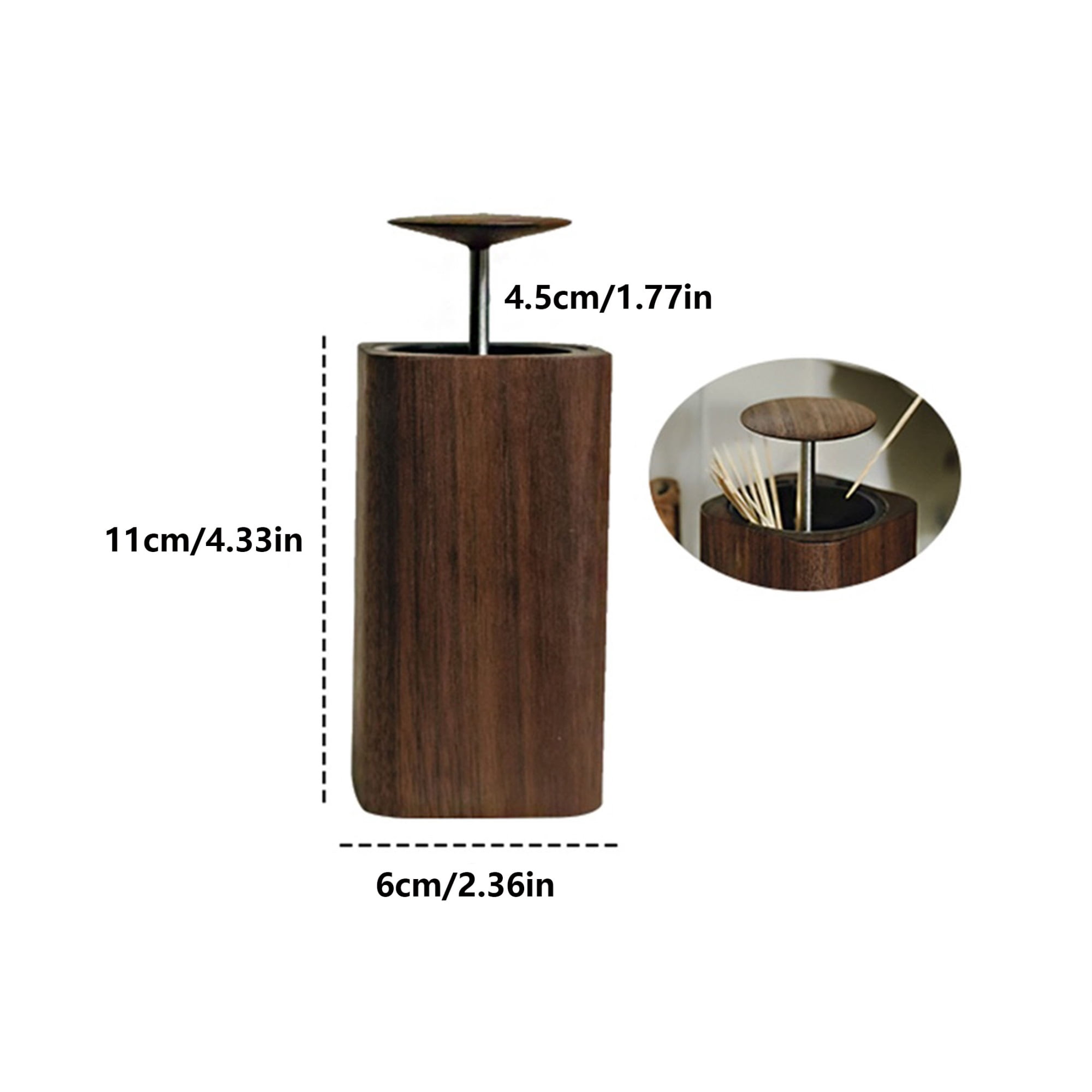 Pop-up Automatic Toothpick Dispenser, Walnut Toothpick Holder
