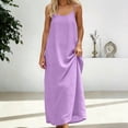 thumbnail image 4 of Hiiko Women's Backless Spaghetti Strap Maxi Dress Casual Solid Color Loose Cami Dresses, 4 of 6
