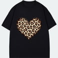 thumbnail image 3 of Black T Shirt With Leopard Print Heart Design For Casual Wear, 3 of 3
