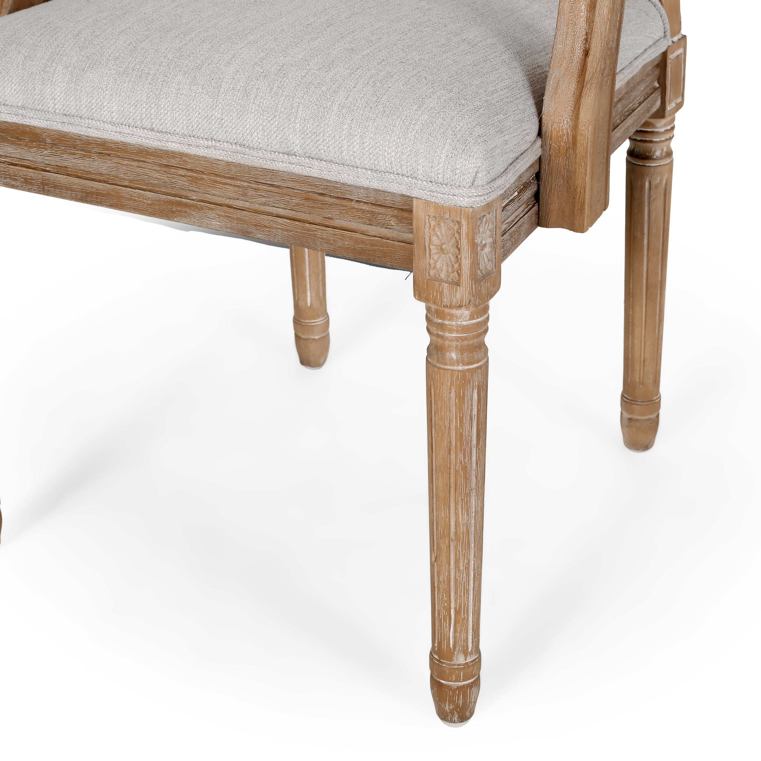 Noble House Bryan Indoor Fabric, Wood and Cane 5 Piece Round Dining Set, Natural and Light Gray
