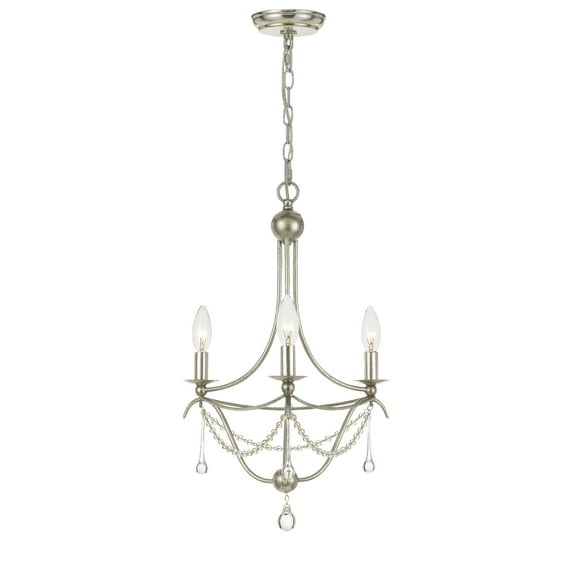 423-SA Crystorama Lighting Metro - Three Light Chandelier in Minimalist Style - 15.5 Inches Wide by 21.25 Inches High-Antique Silver Finish