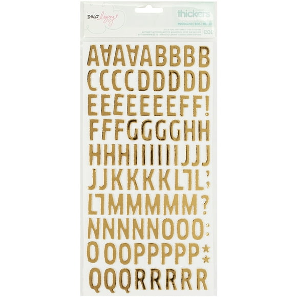 Fine & Dandy Thickers Alpha Stickers 5.5"X11" 202/Pkg-Woodland/Gold Foiled Foam