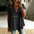 thumbnail image 2 of Turilly Boho Lace Trim Blouse for Women V-Neck Short Sleeve Loose Fit Casual Peplum Top Button Shirts, 2 of 6