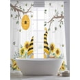 thumbnail image 5 of Gnomes Sunflower Sheer Curtains 96 Inch Length 2 Panels for Living Room, Bees Branches Floral Farmhouse Voile Kitchen Curtain Set, Luxury Privacy Drapes Window Treatment for Bedroom, 5 of 7