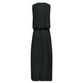 thumbnail image 4 of Pejock Women Summer Bohemian Solid Fork Opening Dress Casual Sleeveless Belt A-Line Maxi Dress Pleated Hem Swing Sun Dress Plus Size Dress Black 3XL (US Size: 14), 4 of 4