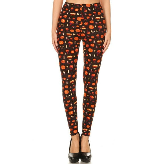 Women's Regular Jack O' Lantern Pumpkin Pattern Printed Leggings