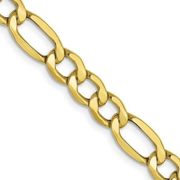 Auriga 10K Yellow Gold 5.35 mm Semi-Solid Figaro Chain Necklace for Women 16"