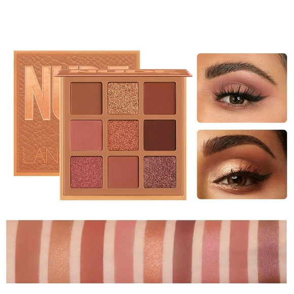 RKSTN Eyeshadow Palette 9-color Chestnut Husk Eyeshadow Earth Color Glitter Sequins Pearly Matte Eyeshadow Palette