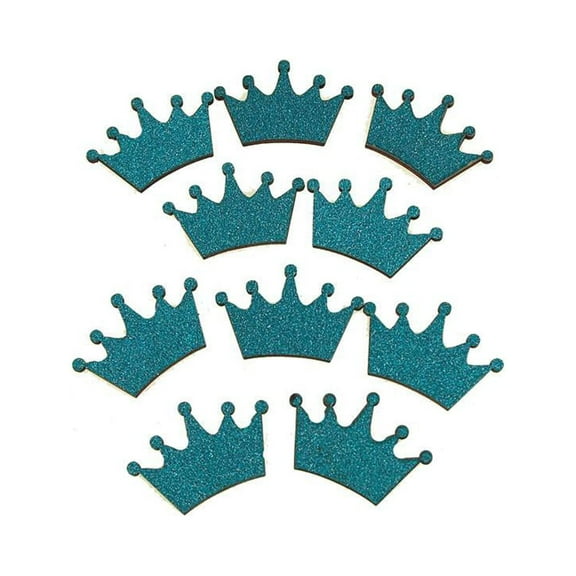 royal crown glitter wood favors, 1-1/2-inch, turquoise, 10-piece