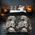 thumbnail image 3 of Homewish Halloween Sugar Skull Duvet Cover Queen, Vintage Flower Queen Bedding, Gray Black White, Black Reversible 3-Piece, 1 Duvet Cover and 2 Pillowcases, 3 of 7