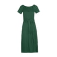 thumbnail image 5 of New Summer Plus Size Dresses for Women 2024 Fashion Elegant Off-the-shoulder Short-sleeved One-line Collar Dress Sleeveless One-line Shoulder Knee-length Dress, 5 of 7