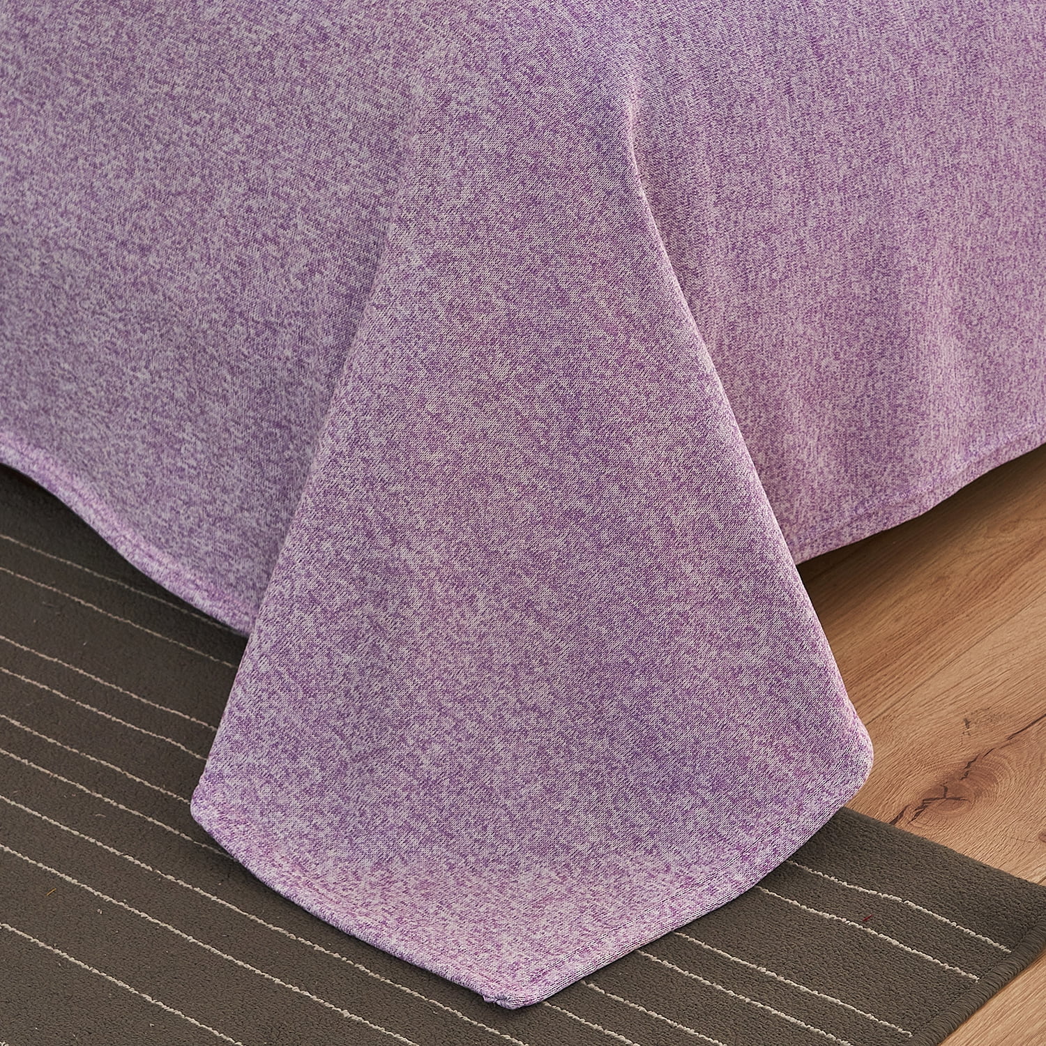 JML Knit Blanket Queen 3 Piece (90"x90") with 2 Shams - Soft Jersey Blanket, Purple/White