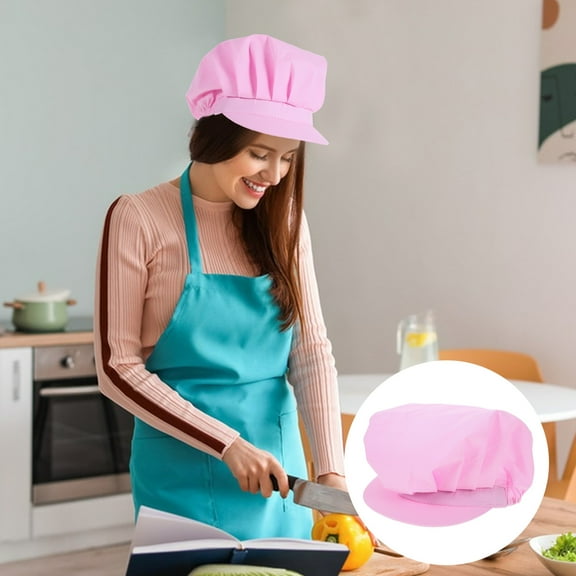 ELAYARD 1Pc Pink Cotton Chef Working Hat with Mushroom Design for Hotels Cafes and Pubs