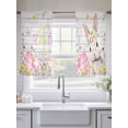 thumbnail image 5 of Happy Easter Sheer Curtains 54 Inch Length 2 Panels for Living Room, Spring Easter Bunny Eggs Floral Gray Wooden Voile Kitchen Curtain Set, Luxury Privacy Drapes Window Treatment for Bedroom, 5 of 7