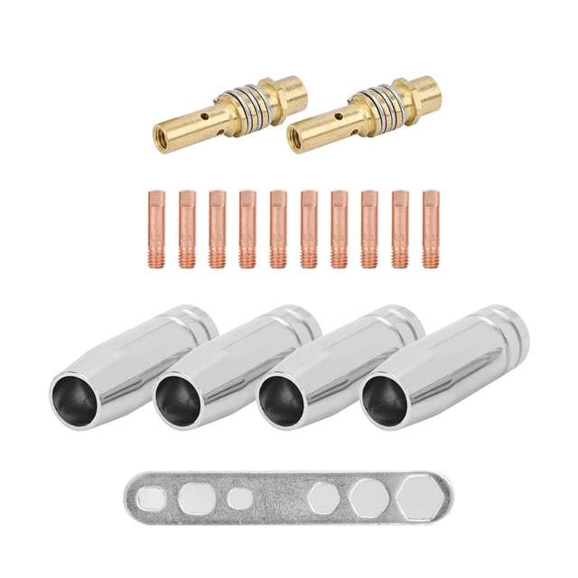 17 piezas MB 15AK Accesorios para antorcha de soldadura MIG Soporte de punta de contacto Copa protectora de boquilla cónica 17 piezas