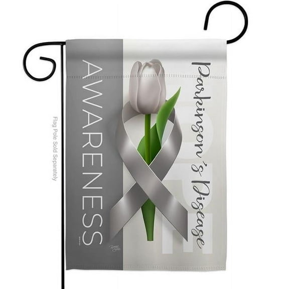 Breeze Decor G165209-BO 13 x 18.5 in. Parkinsons Disease Awareness Garden Flag with Support Double-Sided Decorative Vertical Flags House Decoration Banner Yard Gift