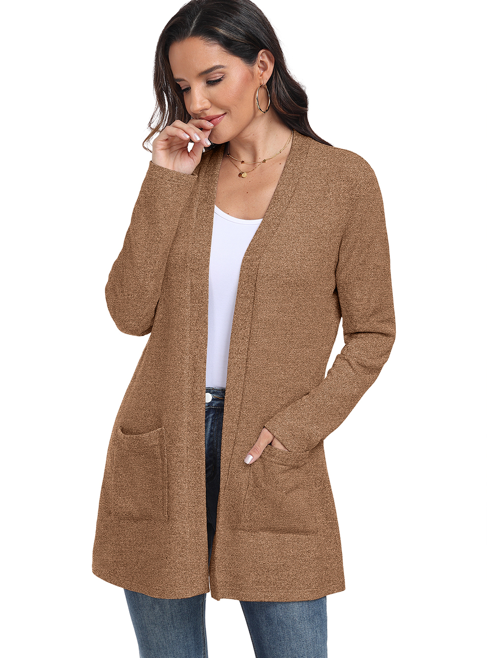 JWD Women's Lightweight Cardigan Long Sleeve with Pockets photo 5