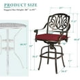 thumbnail image 6 of MEETWARM Outdoor Patio Swivel Bar Stools Set of 2, All-Weather Cast Aluminum Bar Height Bistro Chairs with Cushions for Yard Garden Balcony, 6 of 7