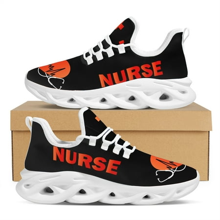 

Fashion Cartoon Nurse Shoes Ladies Medical Heartbeat Design Breathable Sneakers Printed Lace Up Flats Custom Footwear Gifts