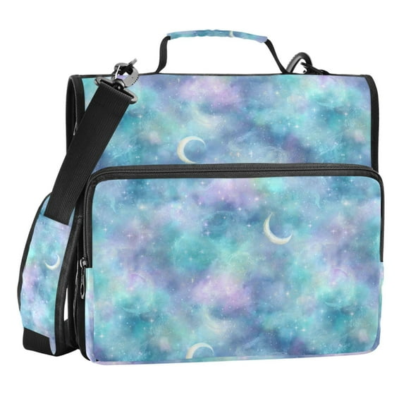 Zipper Binder Soft Osmic Galaxy 1.5 Inch Binder Folder Bag with Shoulder Strap and Handle