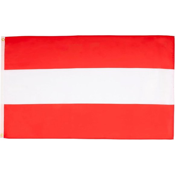 2024 Paris Olympics Austria Flag - 3x5 Ft - 100D Polyester Austrian Banner with Two Metal Grommets - Fade Resistant - Vivid Colors - 3' x 5' Feet - 150x90 Cm High quality