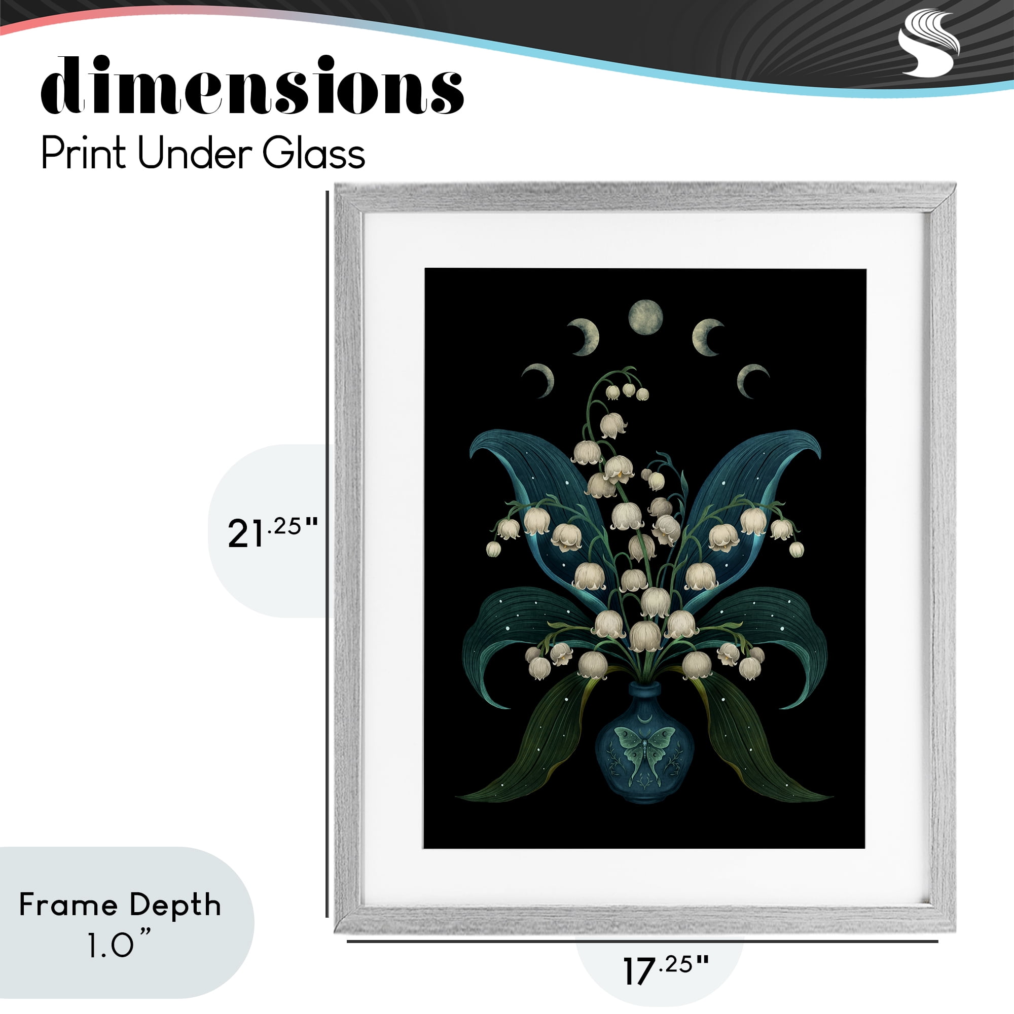 Stupell Industries Lunar Lily Of Valley Gray Framed Print Under Glass, design by Episodic Drawings