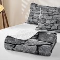 thumbnail image 4 of Castle Fairy Abstract Rock Slate Texture Twin Quilt Set 2 Pieces,Geometric Stacked Stone Block Twin Coverlet Set,Charcoal Gray,1 Bedspread and 1 Pillowcase, 4 of 7