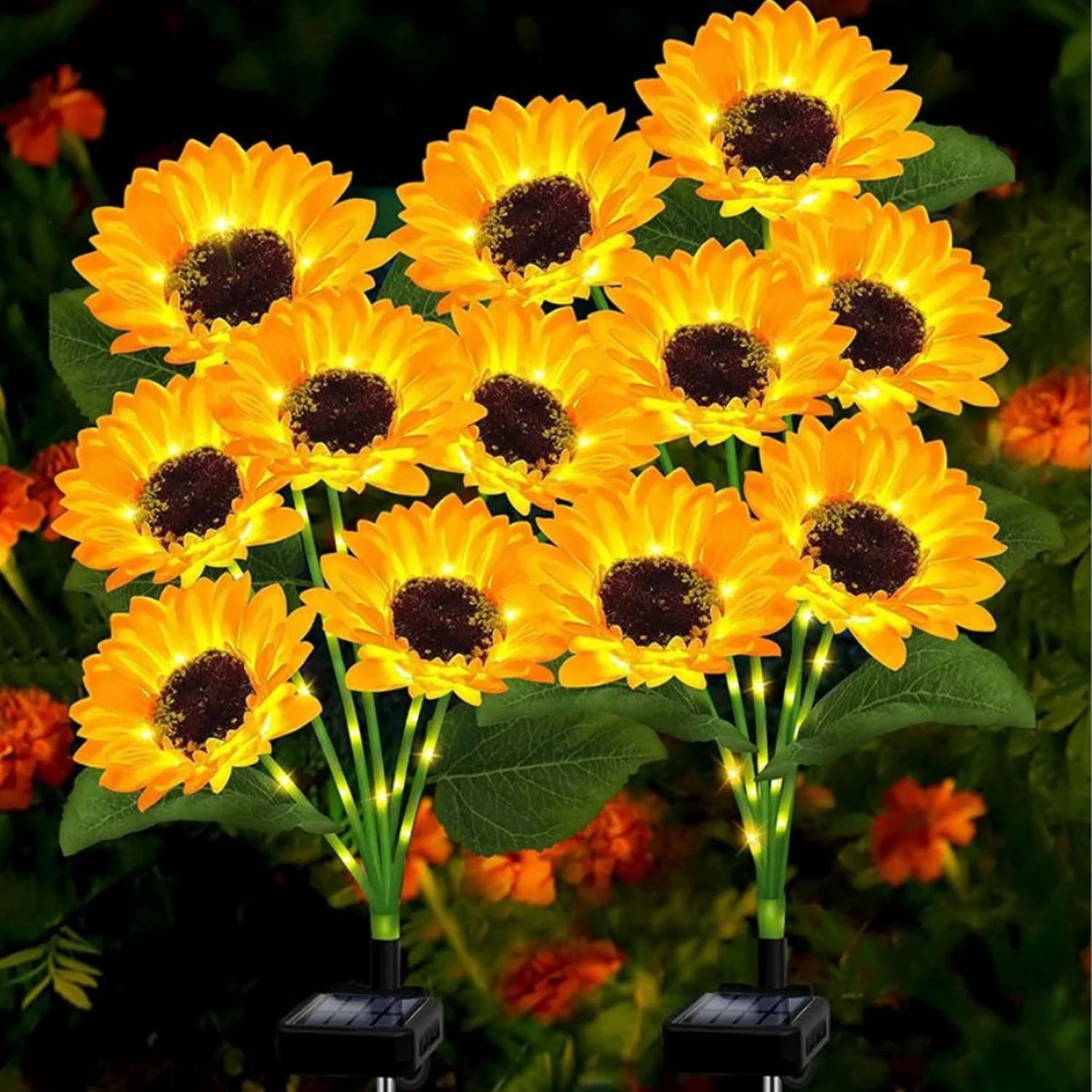 XINcc  4 Pack Outdoor Waterproof Solar Flower String Lights Sunflower Solar Powered Garden Yard Patio Decorations