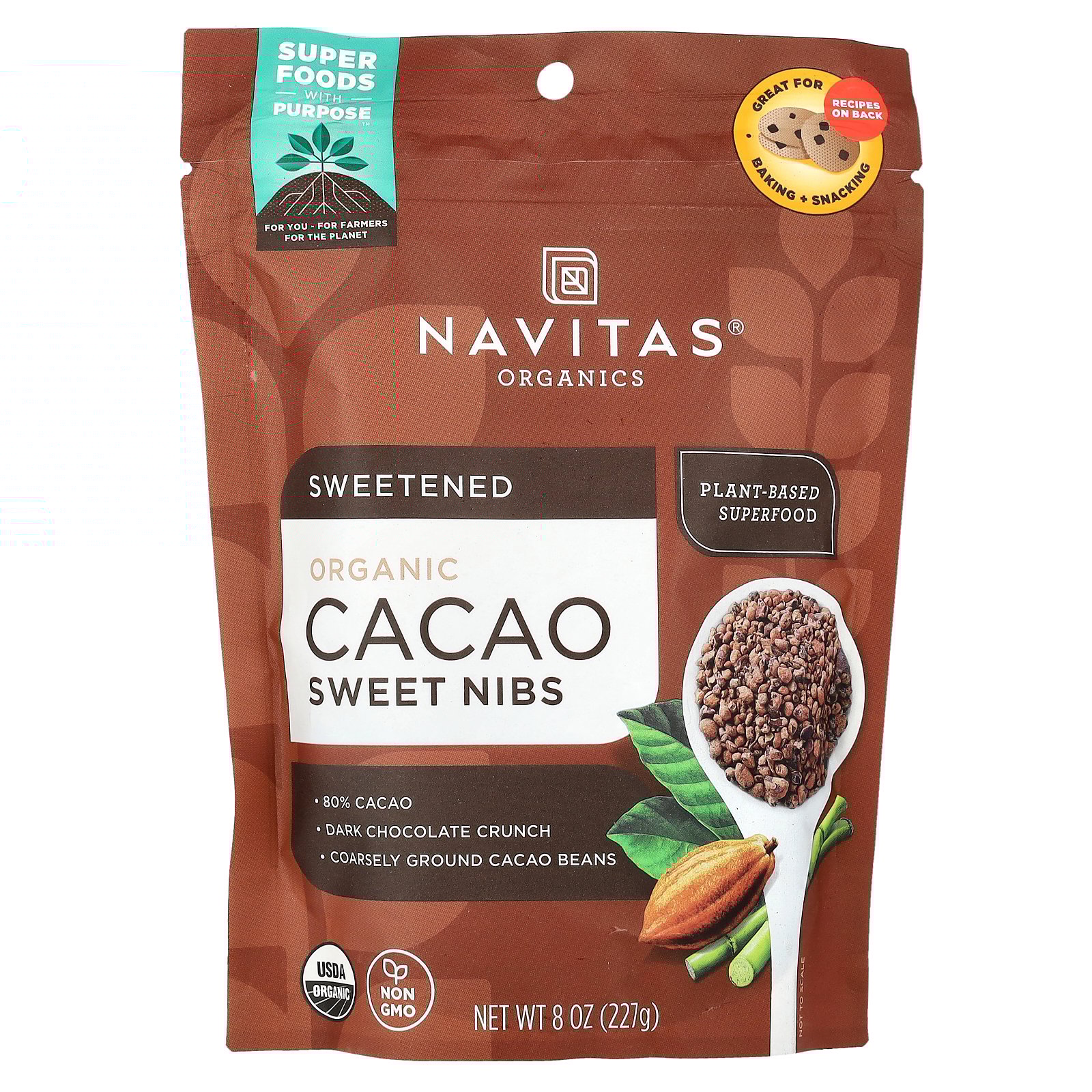 Navitas Organics Cacao Sweet Nibs, 8 oz.