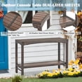 thumbnail image 6 of Outdoor Console Table Patio Buffet Bar Storage Organizer 45" Long Wicker Sofa Serving Sideboard Table 2-Shelf Outdoor Bar Table Tall Rectangle Narrow with Adjustable Feet for Entryway Balcony Brown, 6 of 7